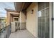 View of a patio area with an outdoor light fixture and view of the community at 2821 S Skyline Dr # 149, Mesa, AZ 85212