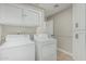 This laundry room features white cabinets, a washer, and a dryer at 3212 W Lucia Dr, Phoenix, AZ 85083
