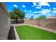 Beautiful backyard featuring lush artificial turf and a mature shade tree at 338 W Taro Ln, Phoenix, AZ 85027