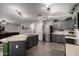 Modern kitchen featuring gray cabinets, stainless steel appliances, an island, and recessed lighting at 3730 S Chaparral Rd, Apache Junction, AZ 85119