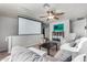 Upstairs bonus room features a ceiling fan, comfortable seating, and projector screen at 424 W Midland Ln, Gilbert, AZ 85233