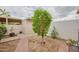 Private backyard with desert landscaping, mature trees, and a storage shed at 6626 N Majorca E Way, Phoenix, AZ 85016