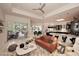Bright open living space features modern furnishings and seamless transition to outdoor patio and kitchen access at 8230 E Via Del Sol Dr, Scottsdale, AZ 85255