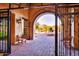 Inviting courtyard with stone accents and seating, creating a welcoming outdoor space at 8234 E Inca St, Mesa, AZ 85207