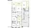 First floor blueprint with open living, dining, kitchen, three bedrooms, three-car garage, and outdoor space at 10022 S 37Th Ave, Laveen, AZ 85339