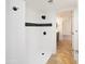 Updated standing shower with white tile and black accent at 1333 E Morten Ave # 230, Phoenix, AZ 85020