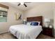 This bedroom offers a comfortable space with a queen-sized bed, side tables, and a large painting at 1361 N Claiborne --, Mesa, AZ 85205