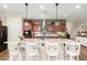 Kitchen island with granite countertops and seating area featuring pendant lighting at 1361 N Claiborne --, Mesa, AZ 85205