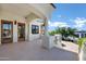 Exterior patio with white columns and a view of the pool at 2527 E Beechnut Ct, Chandler, AZ 85249