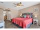 Cozy bedroom featuring plush carpeting, comfortable furniture, and soothing decor at 3021 S Evergreen Rd, Tempe, AZ 85282