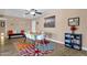 Dining area featuring a colorful rug and a modern table setting at 3021 S Evergreen Rd, Tempe, AZ 85282