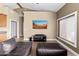 Inviting living room featuring a leather sofa, TV, and a window for natural light at 3233 N 37Th St # 5, Phoenix, AZ 85018