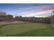 Well-kept backyard featuring artificial turf putting green, a patio area, and a privacy fence, ideal for outdoor relaxation at 5239 W Leodra Ln, Laveen, AZ 85339