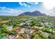 An aerial view of the estate showcases its prime location, complete with serene mountain views at 6701 E San Miguel Ave, Paradise Valley, AZ 85253