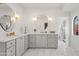 Bright bathroom featuring double sinks, stylish mirrors, and elegant gray cabinets at 6701 E San Miguel Ave, Paradise Valley, AZ 85253
