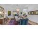 Formal dining room featuring a chandelier, stylish furniture, and a large window with backyard views at 7130 E Saddleback St # 58, Mesa, AZ 85207