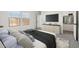 Well-lit bedroom boasts a dresser with a TV and a convenient closet at 7718 W Minton St, Laveen, AZ 85339