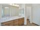 Bright bathroom boasts double sinks, tile floors, and a separate toilet room for added privacy at 9127 E Siesta Ln, Scottsdale, AZ 85255