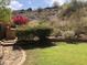 Tranquil backyard featuring a built-in grill, lush greenery, and a brick-lined grass area at 11052 N 10Th Pl, Phoenix, AZ 85020