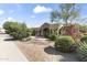 Beautiful single-story home with lush landscaping and a paved circular driveway offers exceptional curb appeal at 13249 E Summit Dr, Scottsdale, AZ 85259