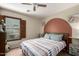 A colorful bedroom with a decorative arch wall, bed, and large window, creating a stylish and inviting space at 18102 E El Viejo Desierto --, Gold Canyon, AZ 85118