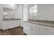 Large Primary bathroom with dual sinks, quartz countertop, walk-in shower, and tile floors at 2962 E Birdsong Ave, San Tan Valley, AZ 85143