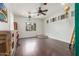 Spacious bonus room featuring hardwood floors, recessed lighting, and a step up platform at 3613 W Plymouth Dr, Anthem, AZ 85086
