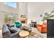 Bright living room with a fireplace, large windows, hardwood flooring, and comfortable furniture at 4301 N 21St St # 3, Phoenix, AZ 85016