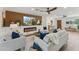 Cozy living room featuring modern fireplace, custom built-ins, and stylish furnishings at 8701 E Sage Dr, Scottsdale, AZ 85250