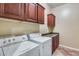 Functional laundry room with modern appliances, ample cabinetry, and countertop space at 19414 W Pasadena Ave, Litchfield Park, AZ 85340