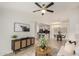Bright living room featuring modern decor, stylish furniture, and an open layout to the kitchen at 2035 S Elm St # 211, Tempe, AZ 85282