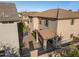Aerial view of the backyard featuring a brick paved patio and covered seating area at 2868 E Binner Dr, Chandler, AZ 85225