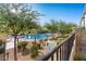 Overhead community pool surrounded by mature shade trees and lush landscaping at 2868 E Binner Dr, Chandler, AZ 85225
