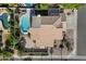 Aerial view of property, showcasing the pool, large lot, and tile roof at 5402 E Helena Dr, Scottsdale, AZ 85254
