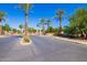 Inviting entrance to the Hunter Ridge community, featuring lush landscaping, palm trees, and a well-maintained street at 7516 S 31St Pl, Phoenix, AZ 85042