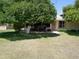 Charming backyard patio with mature citrus tree offering shade for outdoor dining at 10229 W Bolivar Dr, Sun City, AZ 85351