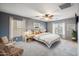Cozy main bedroom showcasing a large bed, neutral tones, and natural light from two windows at 2323 W Hunter Ct, Phoenix, AZ 85085