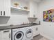 Well-organized laundry room with modern appliances, white cabinetry, and gray countertops at 6311 E Phoenician Blvd # 19, Scottsdale, AZ 85251