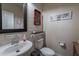 Charming powder room with shiplap accent wall and stylish decor at 12238 W Patrick Ct, Sun City, AZ 85373