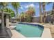 Inviting backyard pool surrounded by lush landscaping and tall palm trees at 15848 W Calavar Rd, Surprise, AZ 85379