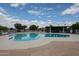 Community pool with clear blue water, lounge area, and various trees at 2222 E Gretta Pl, Phoenix, AZ 85022