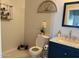 Cozy bathroom with stylish vanity, granite countertop, decorative accents, and fresh, bright ambiance at 22966 W Hopi St, Buckeye, AZ 85326