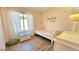Sweet bedroom with white curtains, bed, and light pink walls at 3002 W Caravaggio Ln, Phoenix, AZ 85086