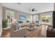 Cozy living room with neutral furniture, area rug, TV, and a view of the backyard at 3565 E Meadowview Dr, Gilbert, AZ 85298