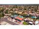 Aerial view of a neighborhood showcasing single-Gathering homes with tile roofs, pools, and desert landscaping at 5415 E Juniper Ave, Scottsdale, AZ 85254