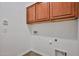 This Laundry Room has built-in storage cabinets, electric outlets, and water hookups at 9072 W Myrtle Ave, Glendale, AZ 85305