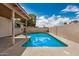 Backyard showcasing a refreshing pool, patio, and lush landscaping under a bright sky at 1332 E Redfield Rd, Tempe, AZ 85283