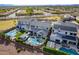 Aerial image of multiple homes with backyard pools and spas, lawns, and desert landscaping at 22771 N 98Th Dr, Peoria, AZ 85383