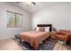 Cozy bedroom features a ceiling fan, plush rug, and natural light from the window at 5401 S Dove Holw, Buckeye, AZ 85326