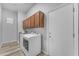 Well-lit laundry room with updated appliances and plenty of cabinet storage at 704 E Gemini Pl, Chandler, AZ 85249